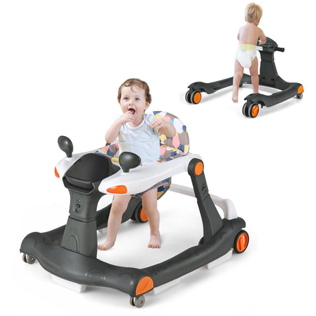 Andador de empuje de actividades 2 en 1 plegable con altura ajustable