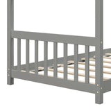 Twin Size Wooden House Bed with Roof