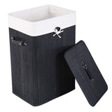 Cesto de ropa de bambú rectangular de 19 galones con asas y tapa