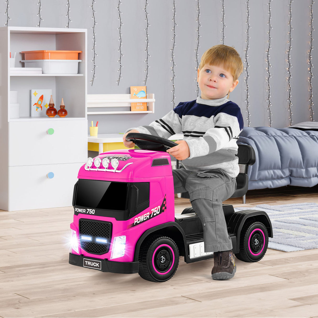 Camión montable eléctrico de 6V para niños con asiento de altura ajustable