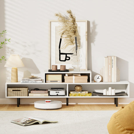 Mueble para TV de 3 Compartimentos para Televisores de hasta 70 Pulgadas con Compartimentos Abiertos