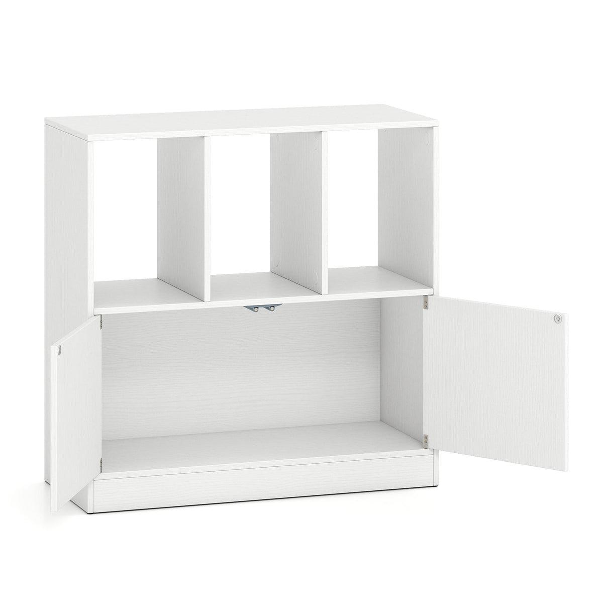 Estantería de 3 cubos con puertas Estantería cúbica de 3 niveles con compartimentos abiertos y armario