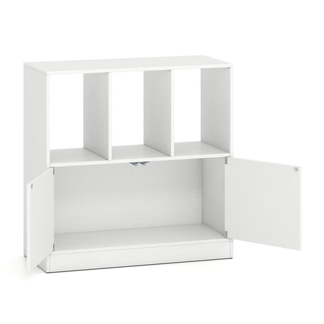 Estantería de 3 cubos con puertas Estantería cúbica de 3 niveles con compartimentos abiertos y armario