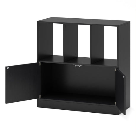Estantería de 3 cubos con puertas Estantería cúbica de 3 niveles con compartimentos abiertos y armario