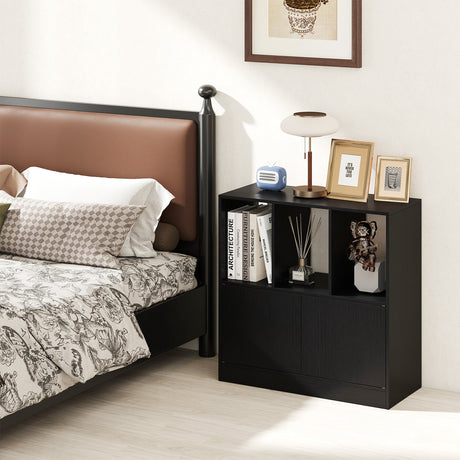 Estantería de 3 cubos con puertas Estantería cúbica de 3 niveles con compartimentos abiertos y armario