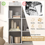 3 Cube Bookshelf with Back Guardrail for Living Room Bedroom