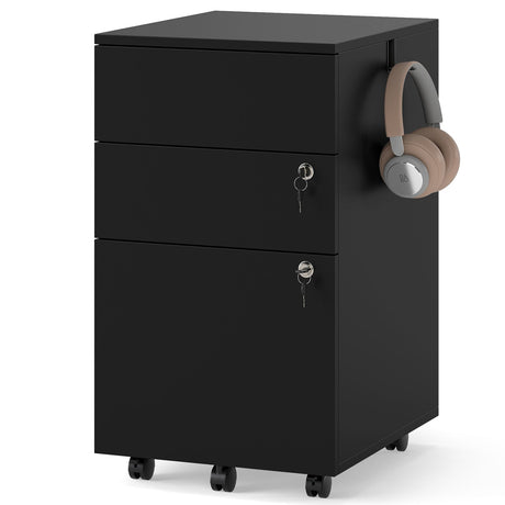 Archivador de 3 cajones con cerradura y pedestal de escritorio