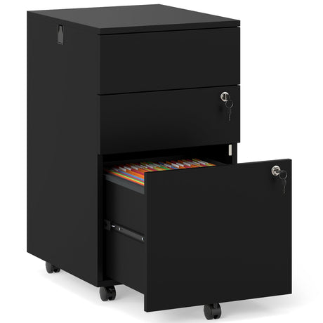Archivador de 3 cajones con cerradura y pedestal de escritorio