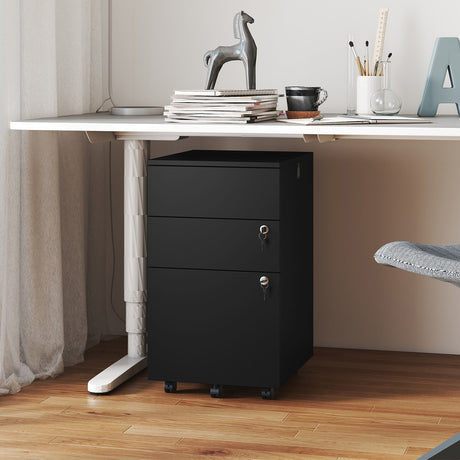 Archivador de 3 cajones con cerradura y pedestal de escritorio
