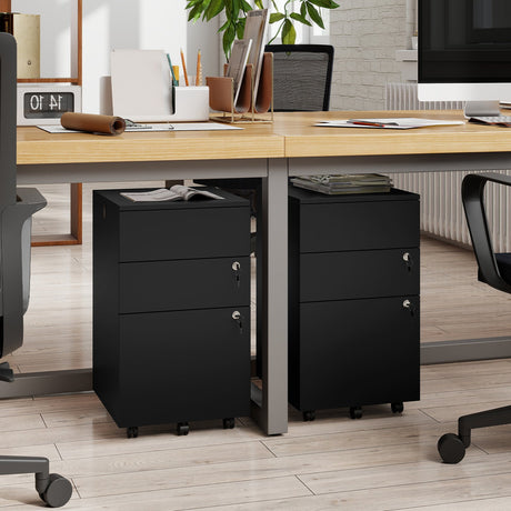 Archivador de 3 cajones con cerradura y pedestal de escritorio