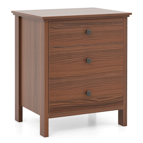 Mesita de noche de madera de 3 cajones, moderna