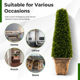 Árbol topiario artificial de boj de 3 pies con maceta de cemento - Verde