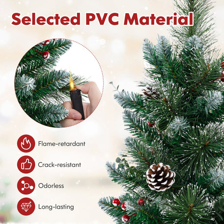 Decoración Navideña de Sobremesa de 3 FT a Pilas con 81 Agujas de PVC y Pino