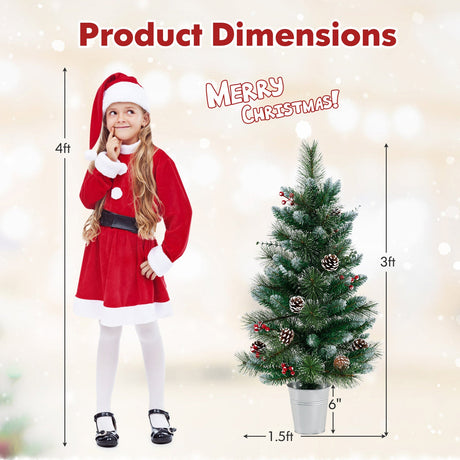 Decoración Navideña de Sobremesa de 3 FT a Pilas con 81 Agujas de PVC y Pino