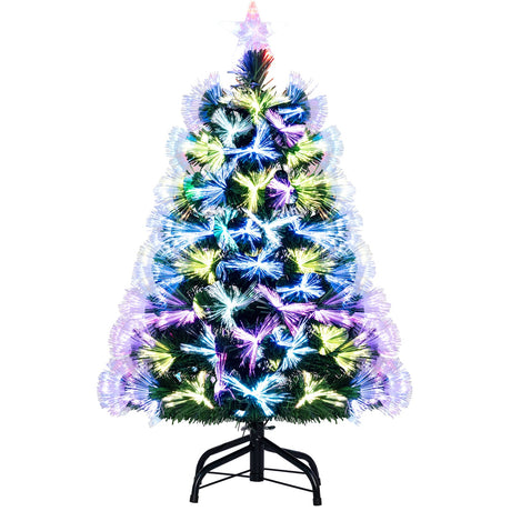 Árbol de Navidad de Fibra Óptica de 3 Pies con Puntas de Ramas y Estrella Superior