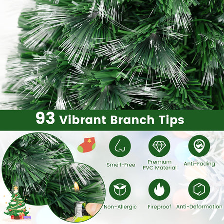 Árbol de Navidad de Fibra Óptica de 3 Pies con Puntas de Ramas y Estrella Superior
