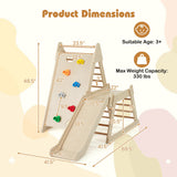 Gimnasio de 3 en 1 para interior con tobogán extendido para niños pequeños - Natural