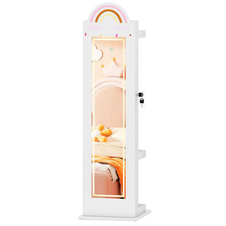 Armario de Joyas 3 en 1 para Niños, Joyero Independiente con Espejo Iluminado de 3 Colores