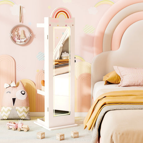 Armario de Joyas 3 en 1 para Niños, Joyero Independiente con Espejo Iluminado de 3 Colores