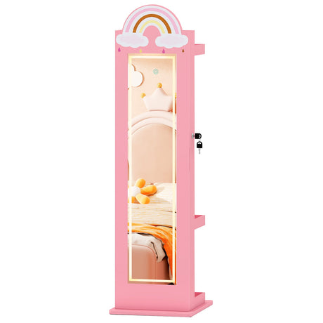 Armario de Joyas 3 en 1 para Niños, Joyero Independiente con Espejo Iluminado de 3 Colores