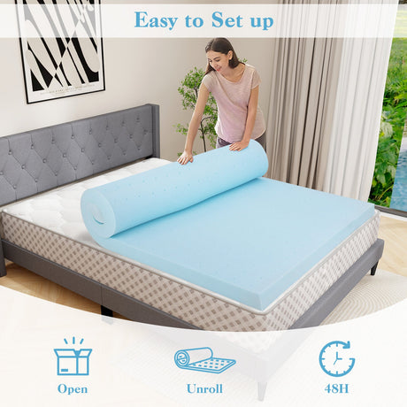 Cubrematelas de espuma viscoelástica con infusión de gel de 3 pulgadas con funda extraíble