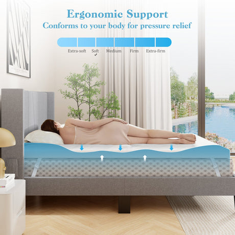 Cubrematelas de espuma viscoelástica con infusión de gel de 3 pulgadas con funda extraíble