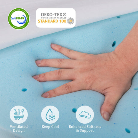 Cubrematelas de espuma viscoelástica con infusión de gel de 3 pulgadas con funda extraíble
