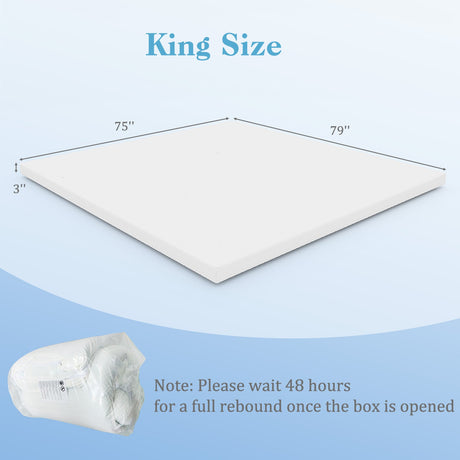 Cubrematelas de espuma viscoelástica con infusión de gel de 3 pulgadas con funda extraíble