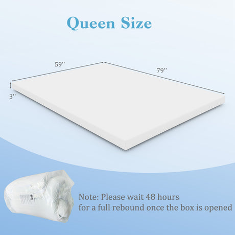Cubrematelas de espuma viscoelástica con infusión de gel de 3 pulgadas con funda extraíble