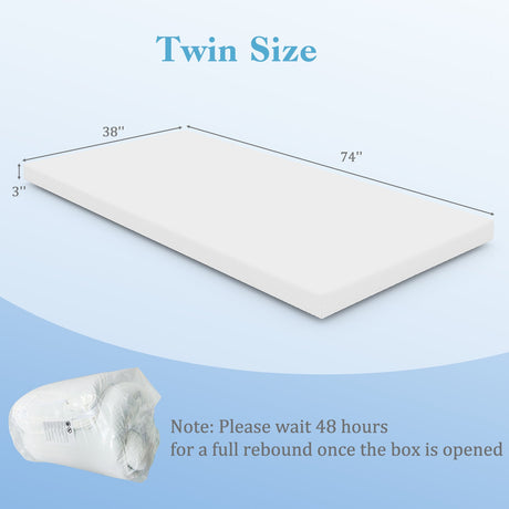 Cubrematelas de espuma viscoelástica con infusión de gel de 3 pulgadas con funda extraíble