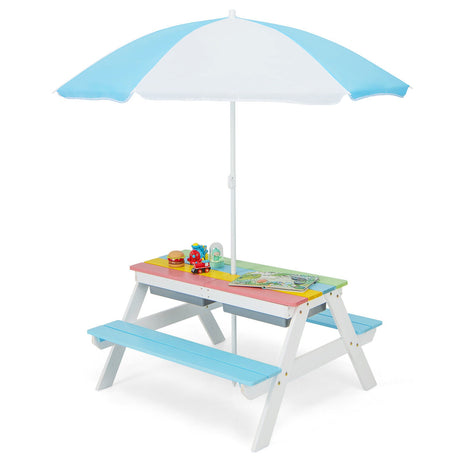 Mesa de agua y arena de picnic para niños 3 en 1 con
