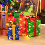 Juego de 3 cajas de regalo navideñas iluminadas con 52 luces LED preiluminadas