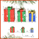 Juego de 3 cajas de regalo navideñas iluminadas con 52 luces LED preiluminadas