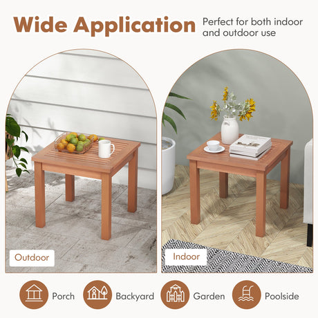 Juego de bistró de patio de madera de eucalipto de 3 piezas con 2 sillones plegables