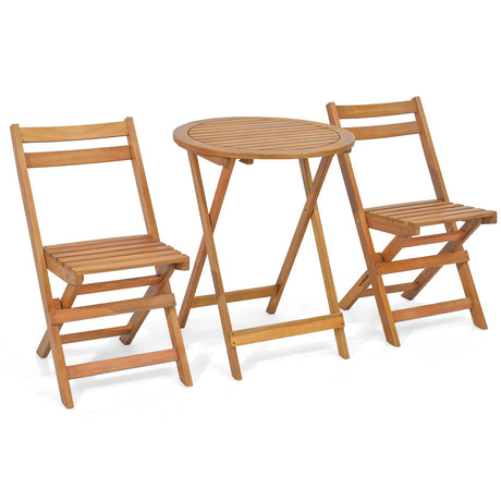 Juego de bistro plegable de 3 piezas para patio con mesa de listones