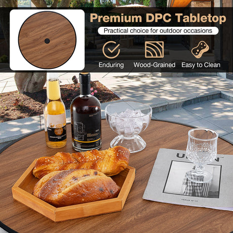 Juego de mesa redonda de bar de 3 piezas para exteriores con agujero para sombrilla de 1.6 pulgadas
