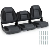 Asientos de barco plegables de 3 unidades con acolchado de esponja suave 28D - Negro
