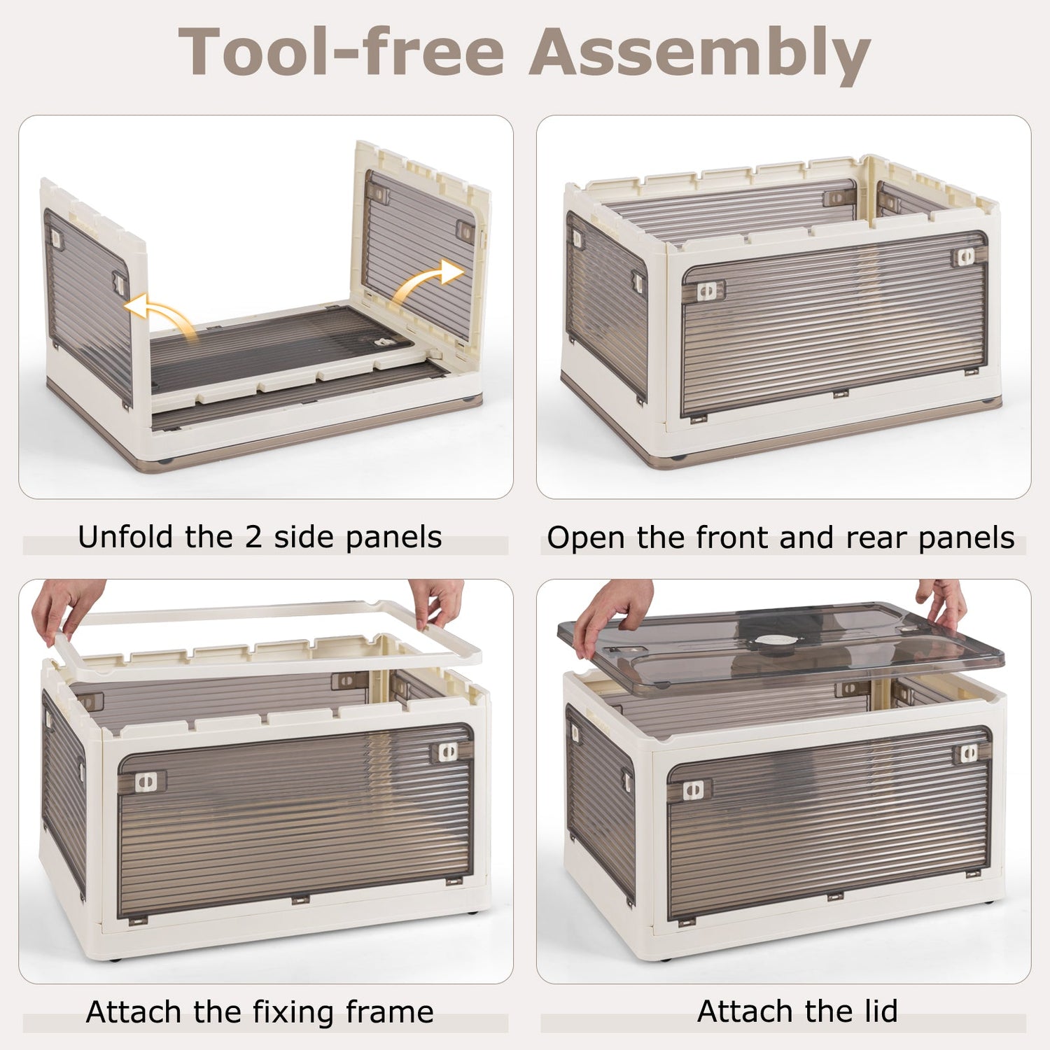 3-Pack Stackable Storage Bins with Lids with 5 Opening Ways