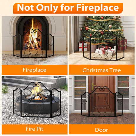 Parachispas plegable de 3 paneles para chimenea con diseño decorativo de espiral
