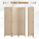 3 Panel Folding Room Divider for Home Office Bedroom Restaurant-Beige