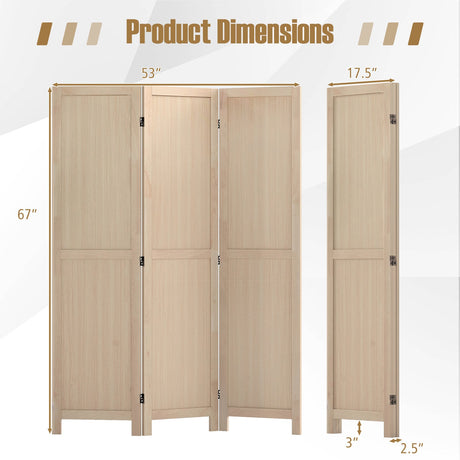 Divisor de ambiente plegable de 3 paneles para oficina en casa, dormitorio, restaurante - Beige