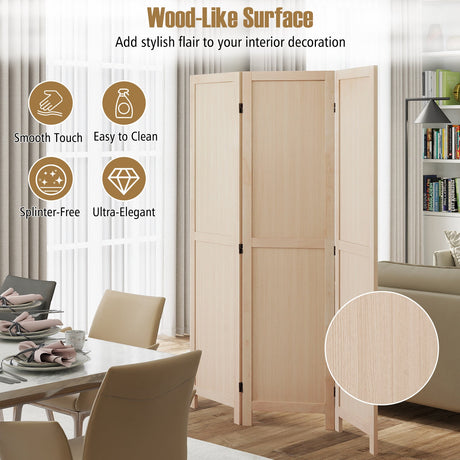 Divisor de ambiente plegable de 3 paneles para oficina en casa, dormitorio, restaurante - Beige