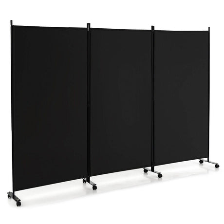 Divisor de ambiente plegable de 3 paneles con ruedas con seguro