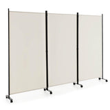 3 Panel Folding Room Divider with Lockable Wheels