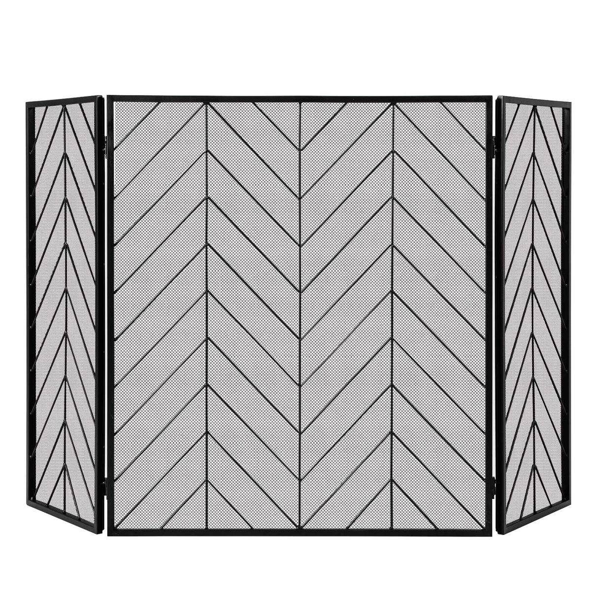 Pantalla Metálica Plegable de 3 Paneles para Chimenea con Malla Metálica