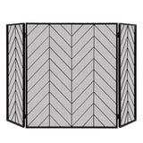 Pantalla Metálica Plegable de 3 Paneles para Chimenea con Malla Metálica