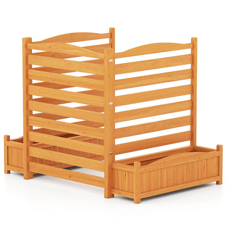 Cerca de madera de 3 paneles para aire acondicionado con jardinera, pantalla de privacidad independiente - Amarilla