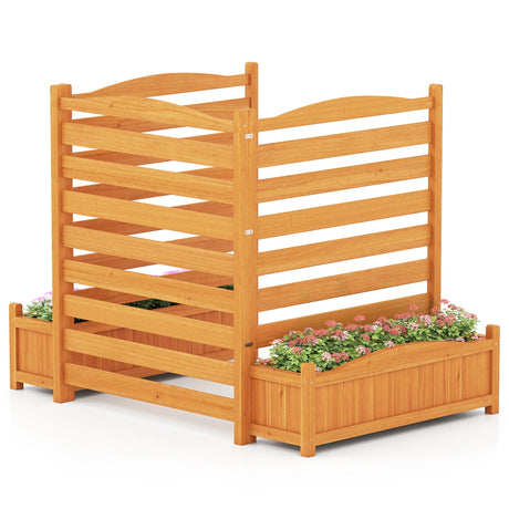 Cerca de madera de 3 paneles para aire acondicionado con jardinera, pantalla de privacidad independiente - Amarilla
