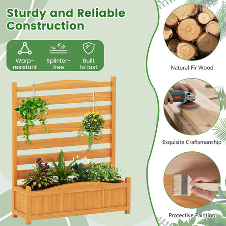Cerca de madera de 3 paneles para aire acondicionado con jardinera, pantalla de privacidad independiente - Amarilla