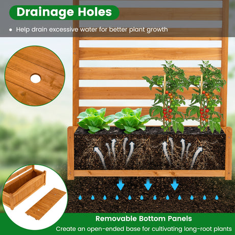 Cerca de madera de 3 paneles para aire acondicionado con jardinera, pantalla de privacidad independiente - Amarilla